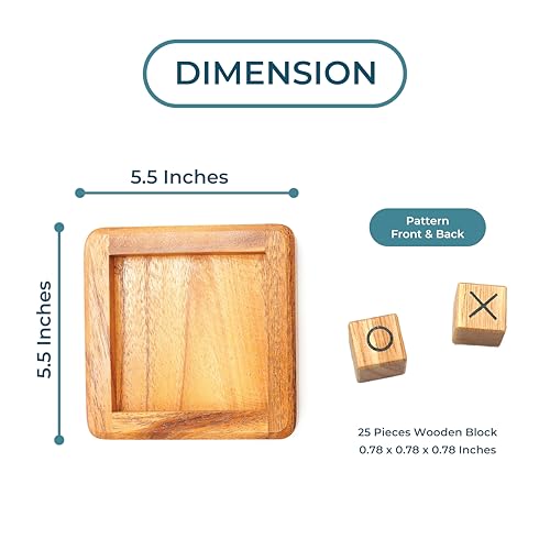 BSIRI Pushing Me Wooden Tic Tac Toe Game- Tabletop Board Games for Farmhouse Decor, Coffee Table Decor, Unique Gifts Fun Gifts for Adults. Perfect for Game Night,Family Games (5 Inch)