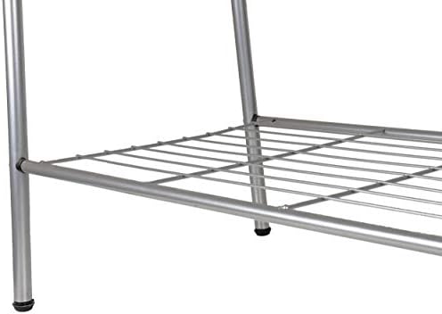 The Hanger Store Grey Metal Coat Stand with 2 Tier Shoe Rack 160cm