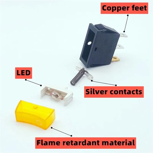 Interruptor basculante KCD3 LED 3 pines ON-OFF-ON para paneles eléctricos de 20A 5