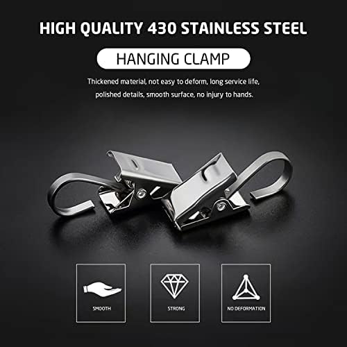 24 Pcs Set of Curtain Clips, Stainless Steel Curtain Hooks, Multi-function Curtain Entrainment Hooks, Bath Curtain Rod Hook Clips, Used to Hang Curtains, Light Chains, Photos