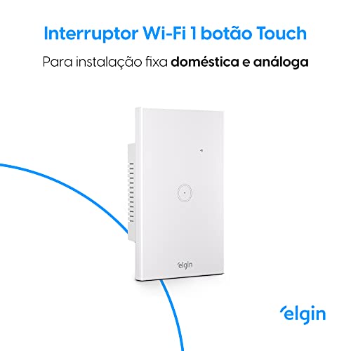 Interruptor Inteligente Touch Elgin 1 Botão Wi-Fi compatível com Alexa e Google Home