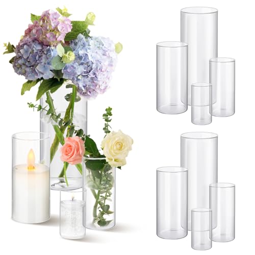Clear Glass Cylinder Vases Set