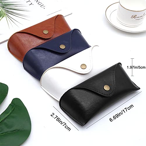 Kakkoii 2Pcs Leather Glasses Case, Pu Portable Eyeglass Case, Handmade Foldable Glasses Sunglasses Case For Men Women Sunglasses Protector 6.69In×2.75In(Black) #TOP6