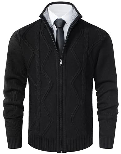 Image of Vcansion Men's Classic Cardigan Sweaters Stand Collar Slim Fit Casual Knitted Sweater
