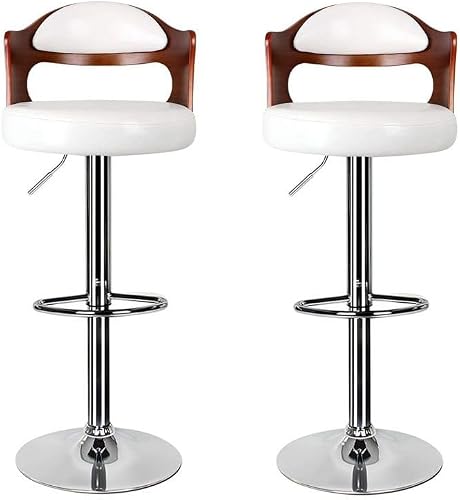 SMTE 2 Piece 360°swivel Modern Design Bar Stools - White, Brown with keychain
