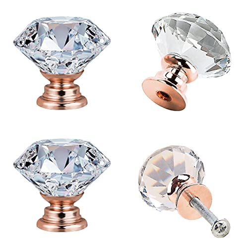 GKONGU Boutons de Portes en Cristal 10 pièces,Poignées en Métal 30mm,Bouton de Meuble ,pour Tiroir, Armoire, Placard Décorations
