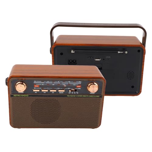 Radio de Banda Múltiple de Radio Bluetooth Portátil Am FM con Ranura de Tarjeta USB SD Antena Telescópica Larga para Uso de Emergencia Al Aire Libre en el Hogar (Enchufe de la UE)