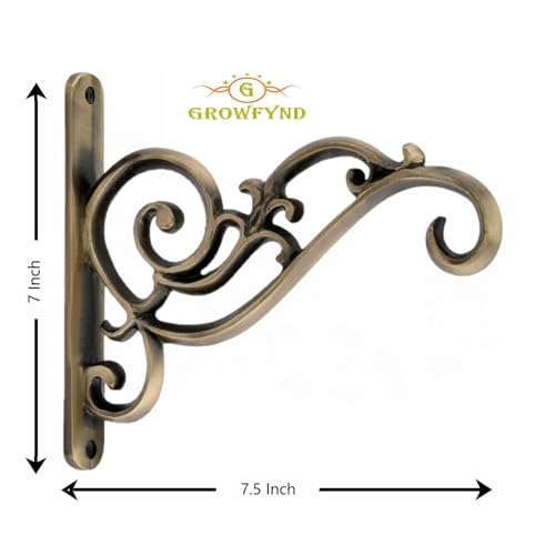Image of Metal Wall Hook Hanging Plant Bracket | Decorative Straight Plant Hanger for Pots, Bird Feeders, Planters, Lanterns, Cotton, Wind Chimes Indoor Outdoor, (Pack of 1, Antique 45)