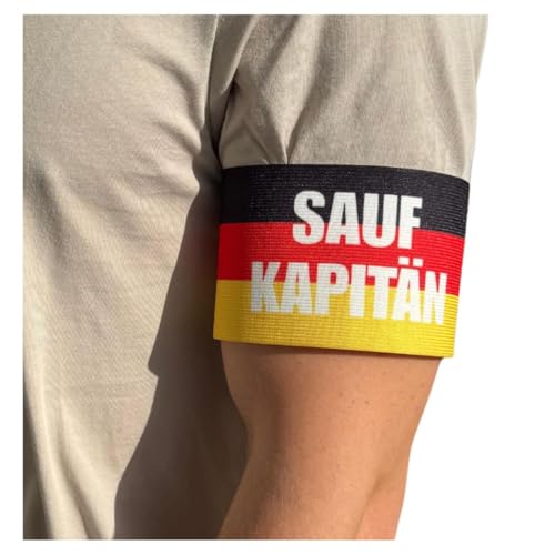 Generisch Saufkapitän Armbinde 360×80 mm | Bier Kapitän - Deutschland Party & Oktoberfest Kapitänsbinde | Lustige Malle Gadgets JGA & Kostüm Zubehör für Herren & Damen
