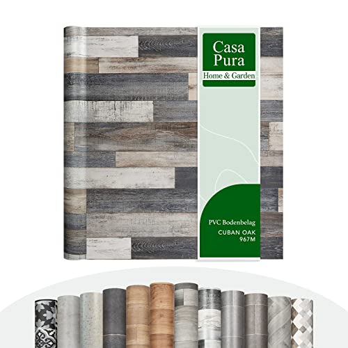 casa pura CV Bodenbelag Plaza - extra abriebfester PVC Linoleum Bodenbelag Meterware (geschäumt) Vinylboden - Cuban Oak Mix 967M - edle Holzoptik - Oberfläche strukturiert - (100x200 cm)