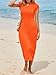 Wenrine Women's Short Sleeve T-Shirt Dress Summer Crew Neck Basic Solid Casual Long Midi Dresses Orange
