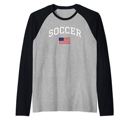 Trendy Soccer USA Americana Raglan Baseball Tee, Black