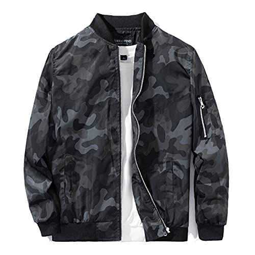 Urbanfind Men's Slim Fit Lightweight Sportswear Jacket Casual Bomber Jacket Us L Camo Grey #TOP1