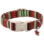Lionet Paws Christmas Dog Collar- Cute Red&Green Stripes Dog Collars with Plastic Buckle and Christmas Hat Pendant, Light Dogs Collar for Medium Dogs
