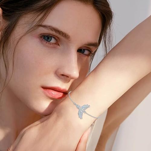Butterfly/Phoenix/Dove/Dragonfly/Hummingbird Bracelet for Women 925 Sterling Silver Opal Bracelet Dainty Link Jewelry Birthday Christmas Gifts for Women Her4