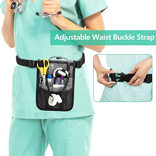 Trunab Krankenschwester Gürteltasche, mit Mehreren Taschenfächern, für medizinisches Zubehör wie Schere, Klebeband, Stethoskop, Thermometer, Stilltasche,Grau