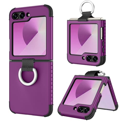 Image of BENTOBEN for Samsung Galaxy Z Flip 6 5G Case with Ring, Heavy Duty 2 in 1 Full Body Rugged Galaxy Z Flip6 Case Girls Women Boy Men Shockproof Protection Cover for Samsung Z Flip 6 6.7 inch,Deep Purple