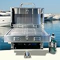 Bunker Up Fishin Stainless Steel Boat Grill with Rod Holder Mount - Great for Boating Marine and Camping - Portable BBQ Grill | Tabletop Grill, 12000 BTU Burner, 246 sq.in Grilling Space