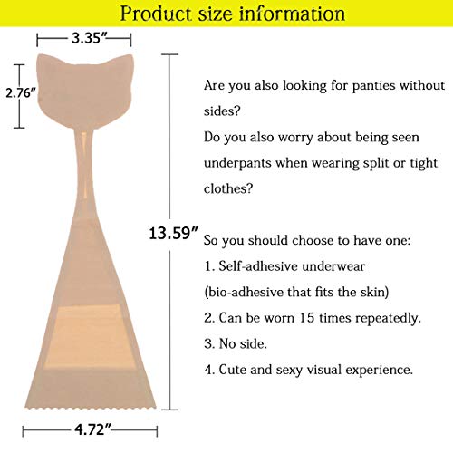 Womens C-String Invisible Panty Cat Shaped Self Adhesive Strapless Elegant Thong Underwear (Nude) #TOP5