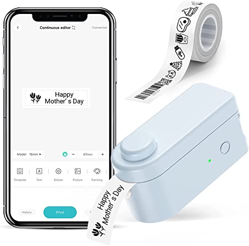 Makeid Bule Label Maker Machine With 6 Tape(5 White + 1 Transparent), For Storage, Office, Home, School, Wireless Label Printer With Multiple Templates Usb-C Rechargeable #TOP1
