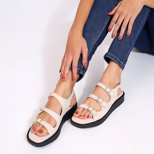 Image of TRASE Strap Trend Comfortable Flat Sandals For Women - Women Footwear Stylish And Adjustable Double Strap Sandals For Daily Use