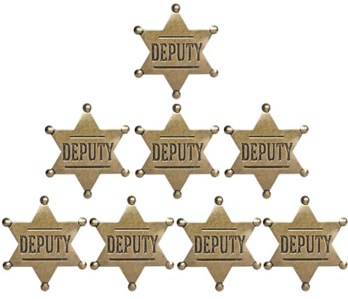 8pcs DEPUTY Sheriff Badge - Halloween Decoration for Adults - Funny Pins - Cowboy Vest Accessory - Team America World Police - Perfect for Labra'dors Lovers!