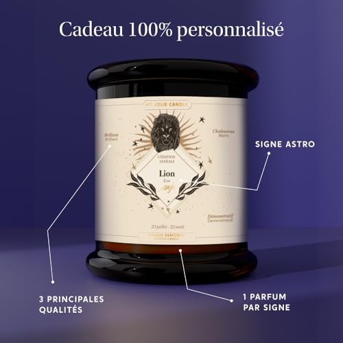 MY JOLIE CANDLE - Bougie Parfumée Signe Astrologique avec Portrait Astral - Lion du 23 juillet au 22 août - Cadeau de Noël et Anniversaire - Cire à base végétale – vue 2