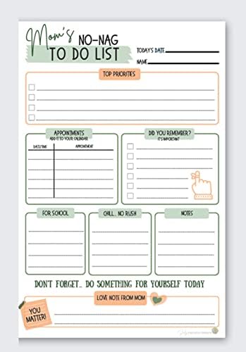 Mom's No-Nag To-Fabricate Record, 50 Trip-Off 6"x9" Sheet Pad (Ideal for Tweens and Younger of us) - Organizer, Scheduler, Day-to-day Planner, Productivity Tracker for Organizing Targets, Notepad thumbnail