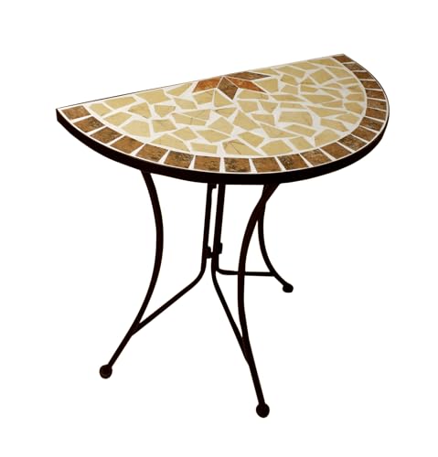 Table de jardin balcon Spetebo en métal table d'appoint mosaïque extérieure - 3
