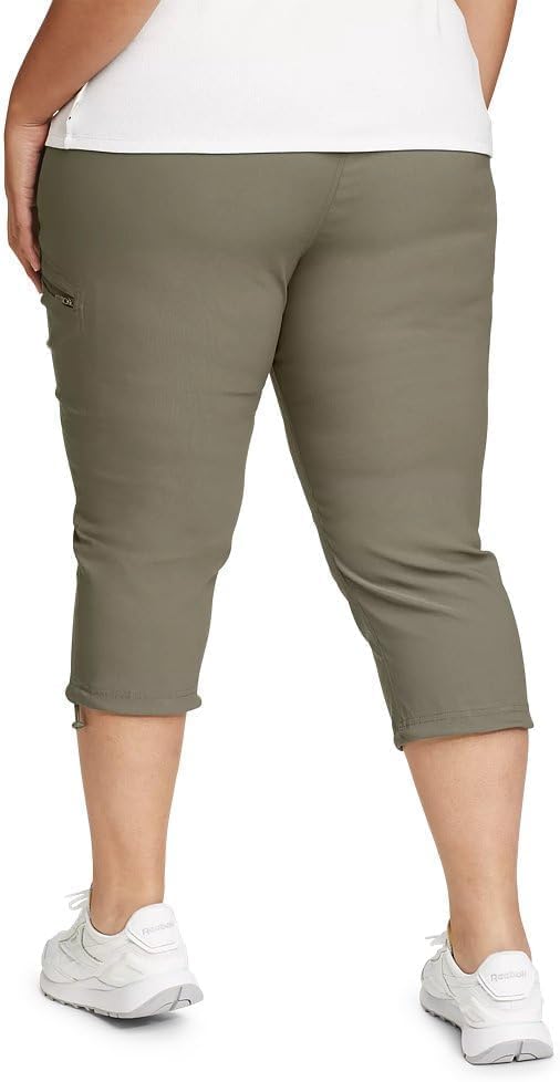 Eddie Bauer Women's Fixed Waist Active Performance Rainier Capri Pants, Sprig, 18
