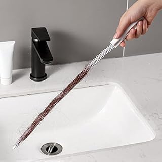 2 Pcs Sink Cleaning Pipe Brush, Flexible Drain Unblocker Tube Brush Household Sewer Dredging Tool Waterpipe Overflow Cleaner Hair Catcher Brush for Bathroom Kitchen Refrigerator-45cm