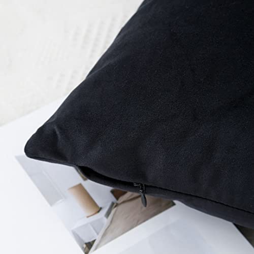 Moonrest - Pack Of 2, Velvet Decorative Pillow Cover Set, Cozy Soft With Hidden Zipper Solid Color For Sofa Bedroom Car Couch Throw Pillow 24 X 24 Cool Black #TOP1