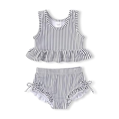 Image of HAPPYMA Baby Swimsuit Toddler Girl Bathing Suit Summer Stripe Bikini Set Beach Two Piece Swim Wear