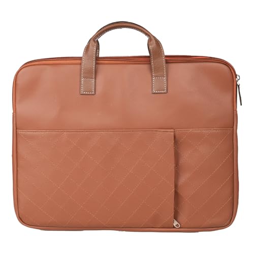 Image of Portronics Encase 104 Laptop Sleeve for 15.6 Inch Laptops, PU Leather Office Bag with Trolley Strap, Smart Inner Pocket, Comes with Handle & Accessory Pockets, Office Laptop Bag /Case /Cover (Brown)