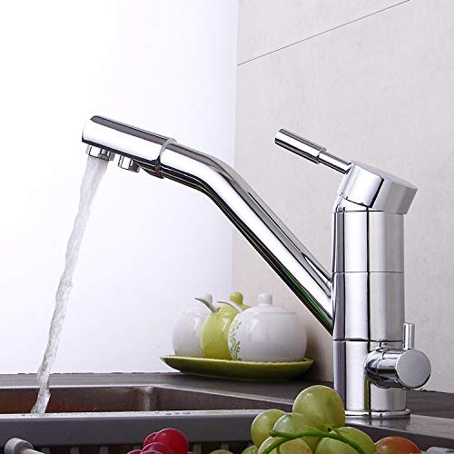 Robinet de cuisine mitigeur évier chrome rotatif à double levier