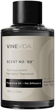VINEVIDA Mahogany Teakwood Fragrance Oil for Cold Air Diffusers - 4 Fl Oz - Essential Oils for Diffuser Oil Refill & Air Freshener Room Spray