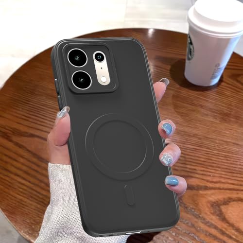 Image of Outlouders Back Cover for Realme P4s 5G | Soft Matte Silicone | Slim Fit | Magnetic-Safe Logo Design (Magnetic-Safe Not Compatible) | Shockproof | Camera Protection Bumper Case (Black)