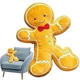 COMPAGNON DE SALON DE VACANCES : Conçu en peluche et en coton PP, ce coussin en forme de bonhomme en d'épices assure une expérience douce et confortable tout en ajoutant un élément décoratif chaleureux, parfait pour les intérieurs sur le thème des vacances.