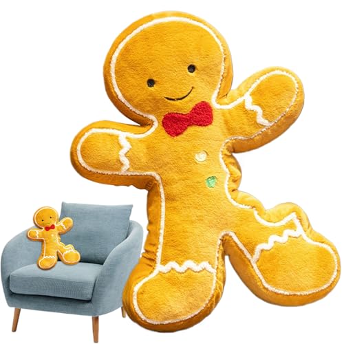 Oreiller en peluche bonhomme de gingembre contre le mal de dos sur le canapé en hiver