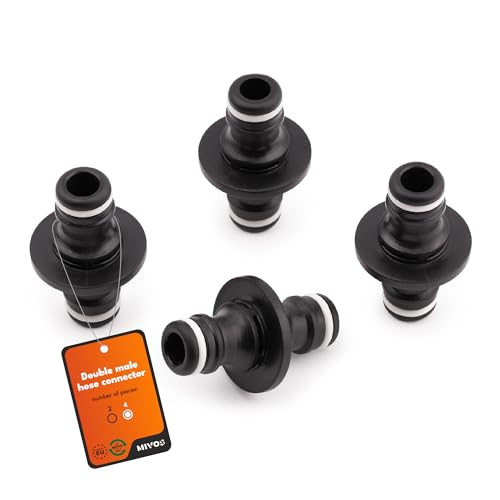Mivos 4 connettori per tubi in plastica riciclata al 90% – Doppio connettore per tubi da giardino – Connettore per tubo per il collegamento di due tubi dell'acqua – Tubo di collegamento