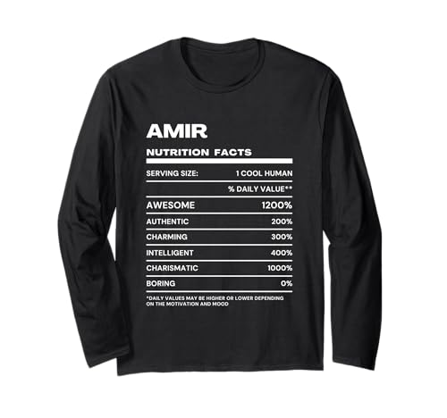Amir Nutrition Facts Name Long Sleeve T-Shirt