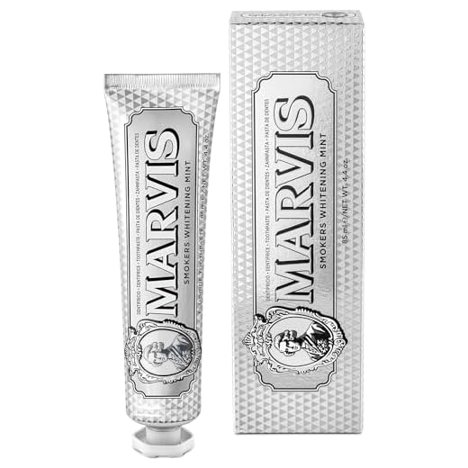 Marvis Pasta de dientes blanqueadora para fumadores, menta, 85 ml, blanqueador dental que elimina la placa, para un blanqueamiento dental natural