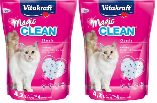 Vitakraft Magic Clean - Litière pour Chats à Base de silice - Neutralisation Ultra Rapide des odeurs - 1 Mois d'utilisation (1x 4,2L)