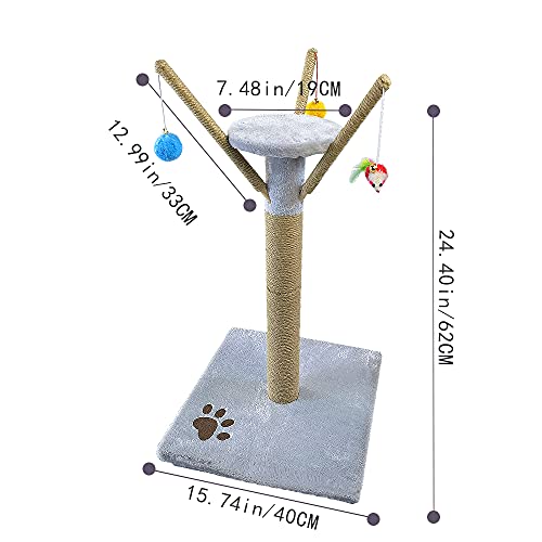 Luiceabc Cat Scratcher Post, 24 Inch Cat Scratcher Mat And Round Sisal Cat Scratching Post With Hanging Mouse Interactive Toys For Kittens Small Cats #TOP6