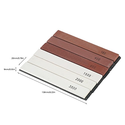 Decdeal 6 pçs/set Faca Afiação Afiador de facas de Pedra com Base Whetstone Set Mó para Facas 6