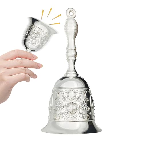 Campane da Cena per Interni, Campana a Mano,Campana da comodino in Metallo Retro in Rilievo - Campanello a Mano in Rumoroso di Lusso estetico per la Scuola, Chiesa, Matrimoni, Hotel, Campanello