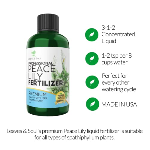 Professional Liquid Peace Lily Plant Fertilizer | 3-1-2 Concentrate For Plants And Flowers | Multi-Purpose Blend & Gardening Supplies | 8 Oz Bottle #TOP1