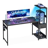 【SOLUTIONS DE RANGEMENT】 : De multiples fonctionnalités de stockage incluant un tiroir en tissu, une plateforme surélevée pour votre tour de PC gaming, une étagère de rangement inférieure et des crochets pratiques pour casque audio afin d'organiser vos accessoires de gaming, maintenant le bureau ordonné et bien rangé.