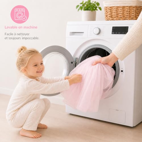 Dosel para cama infantil rosa pálido YellowNest de 160x400 cm transpirable 6