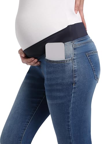 Foucome JQA9263XSHLAN20 Women'S Maternity Jeans Under The Belly Slim Stretchy Skinny Jeggings Comfy Pregnancy Denim Pants thumb #1